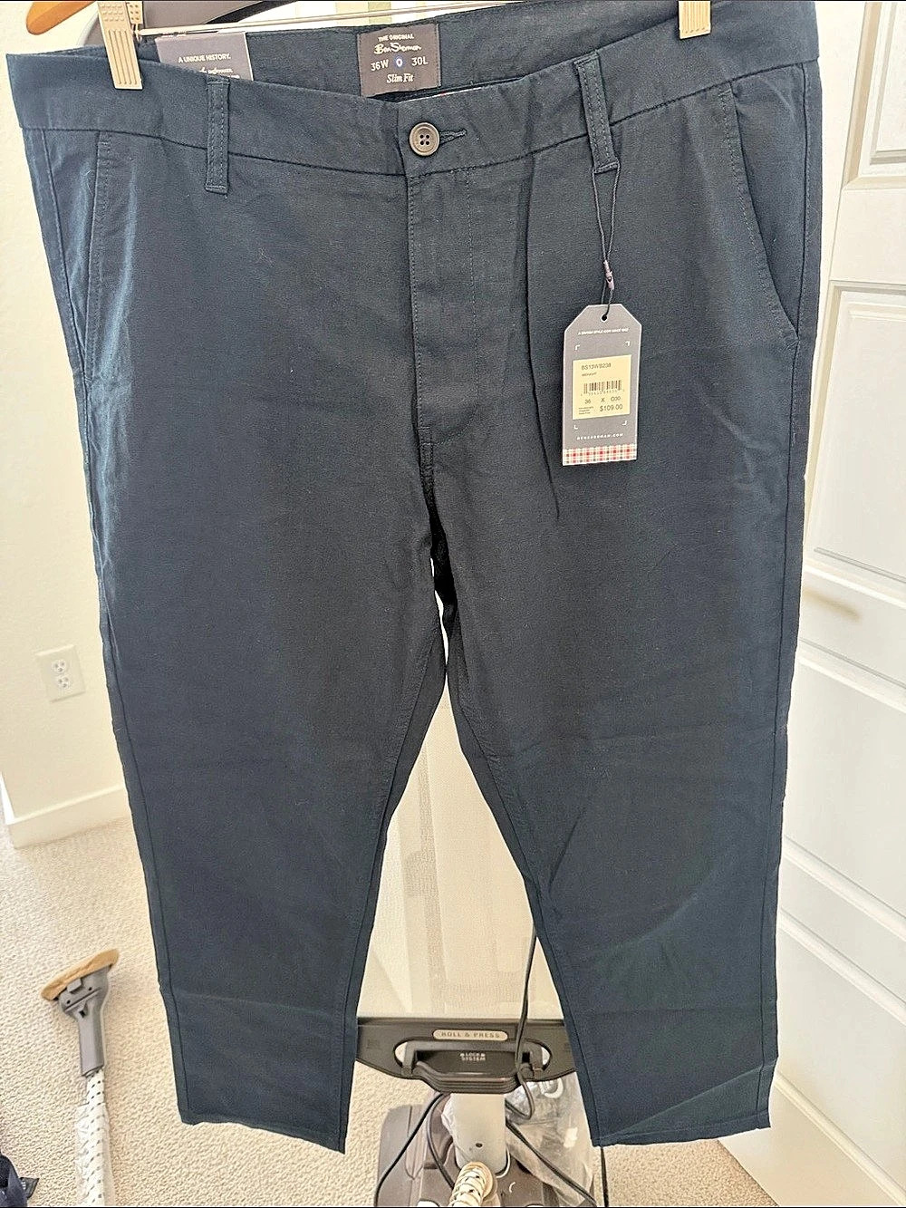 Ben Sherman Stretch Slim Fit Chino Stretch Chinos Black Waist 36 x 30 NWT